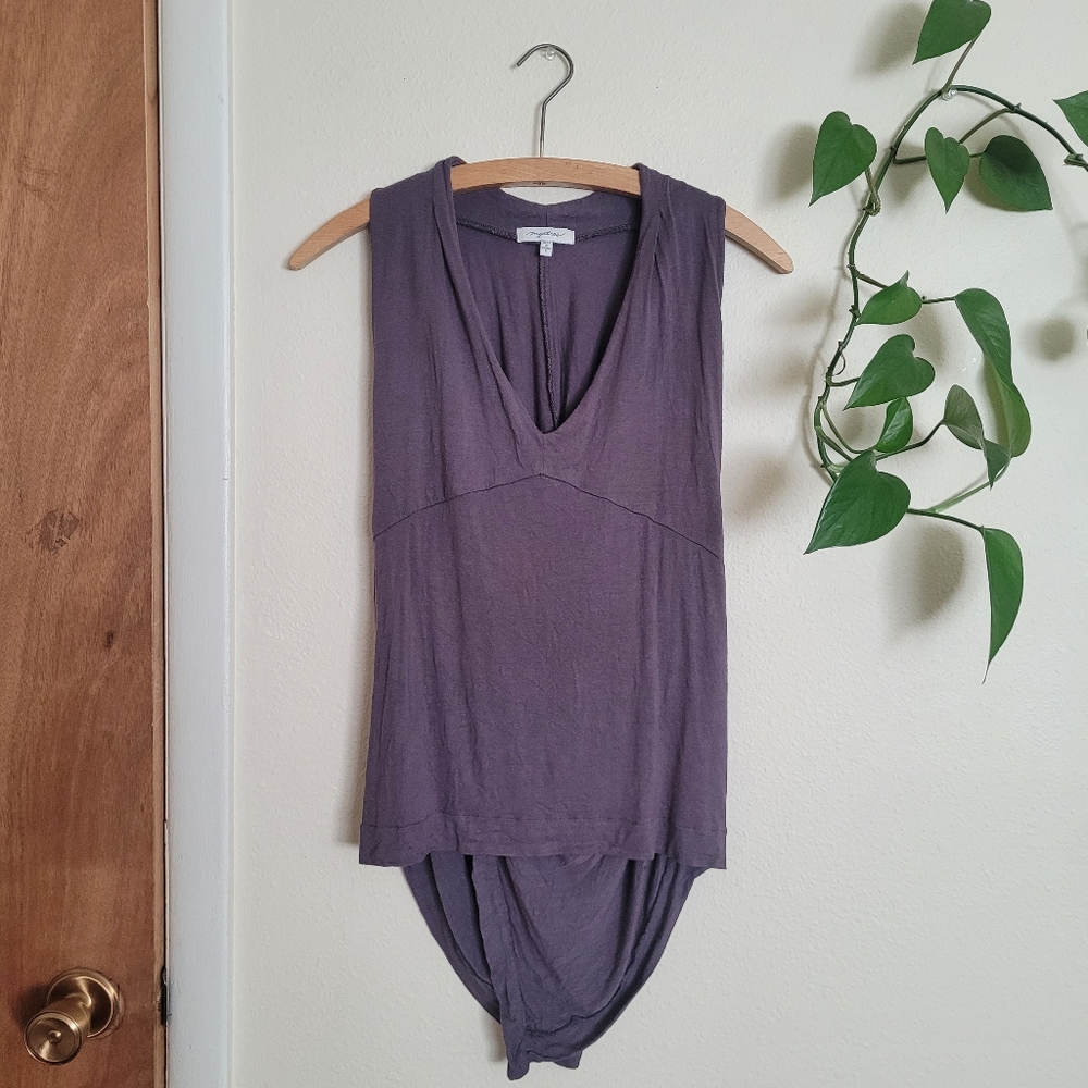 Mystree | Purple/Gray Flowy Open Back Tank